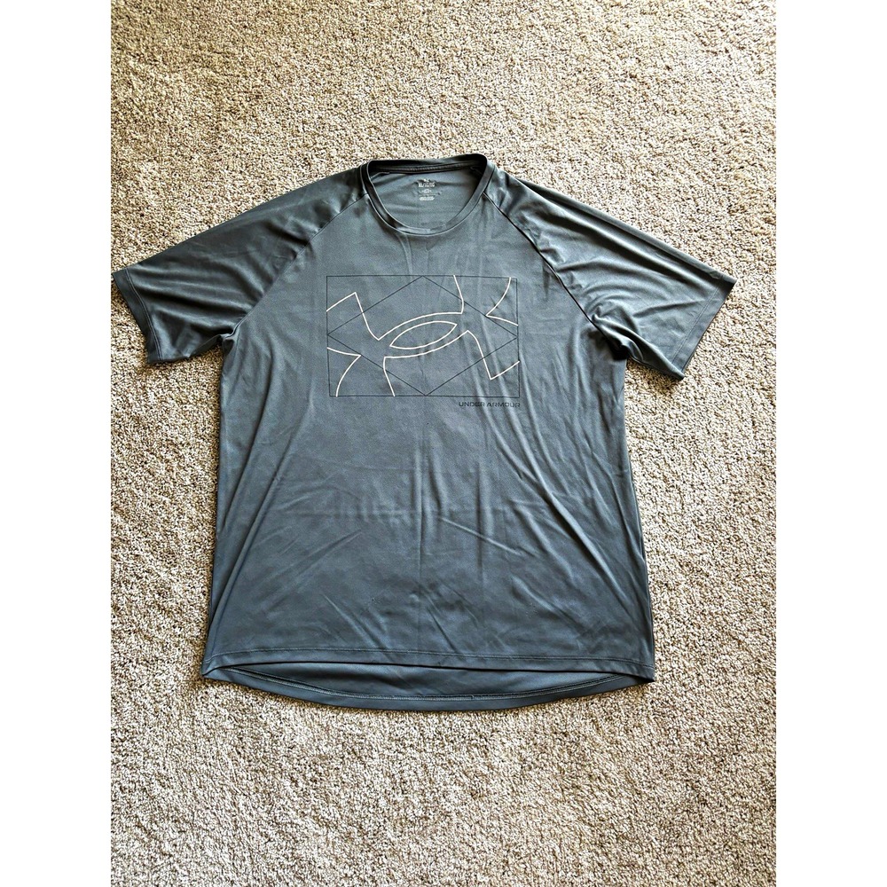 Under Armour Men's XL Gray Lightweight Crew Neck Logo Graphic Activewear T-Shirt